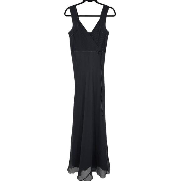 Isaac Mizrahi for Target Black 100% Silk Faux Wrap Maxi Evening Dress Size 6 - Picture 7 of 7